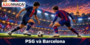 Cầu thủ PSG và Barcelona tranh bóng dưới ánh đèn sân vận động, soi kèo PSG vs Barcelona 21/10/2026