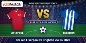 Soi kèo Liverpool vs Brighton 25/10: chủ nhà khó lấy trọn ba điểm 39 Soi kèo Liverpool vs Brighton lúc 21:00 ngày 25/10/2026 tại Anfield, vòng 8 Ngoại hạng Anh